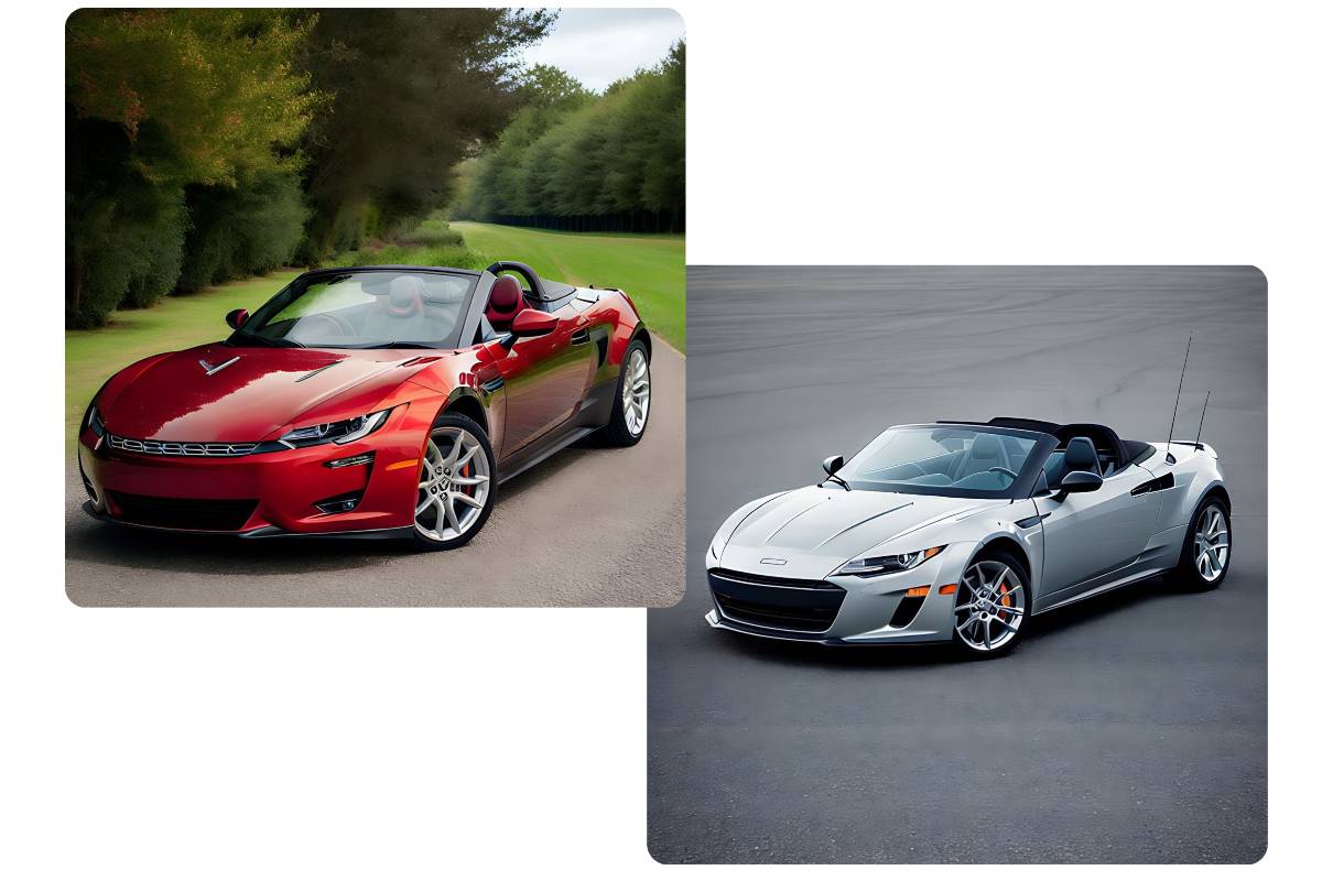 red and white random roadsters images from fotor ai random image generator