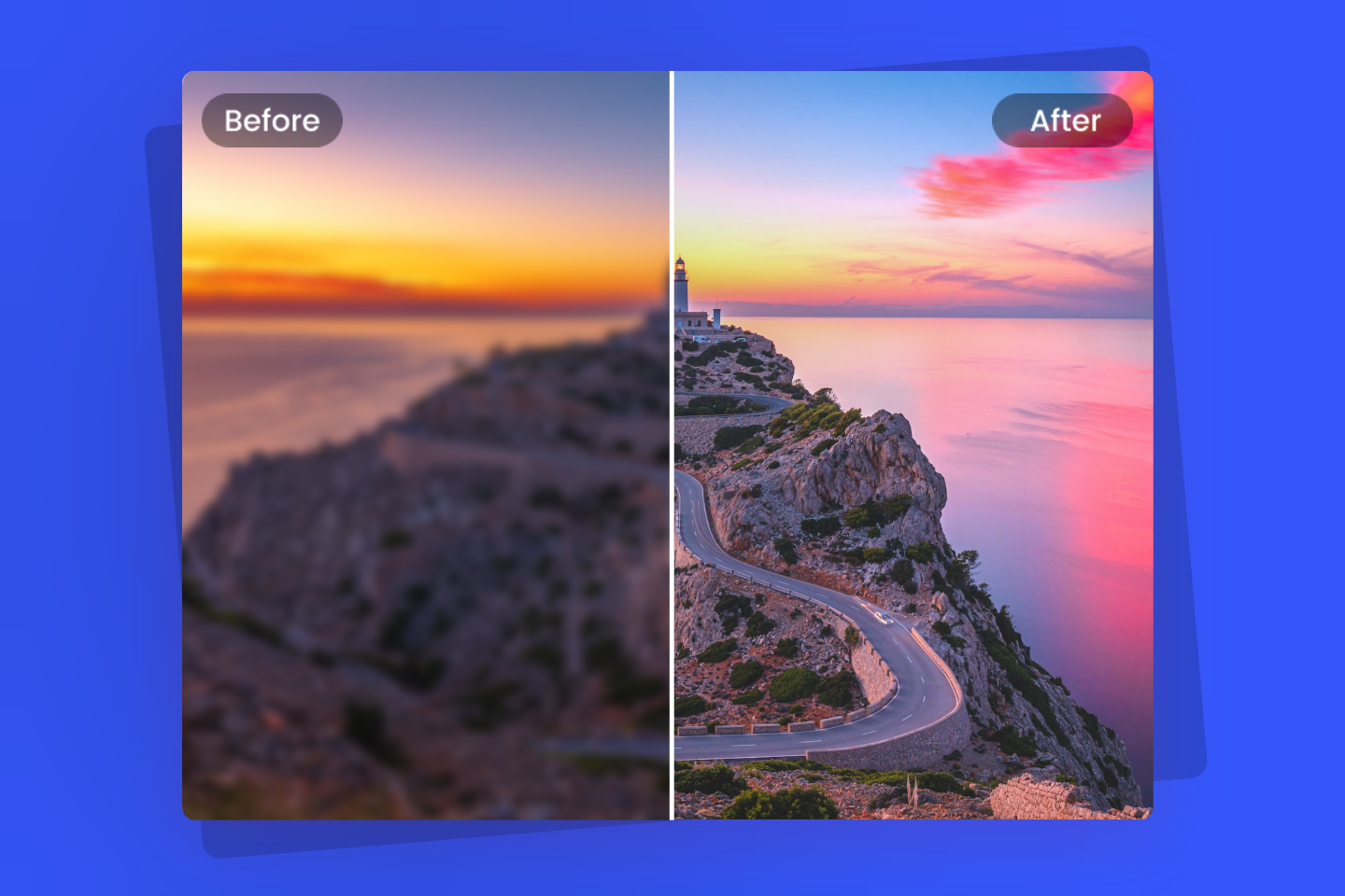 ぼやけた山の写真を高画質の写真に変換する