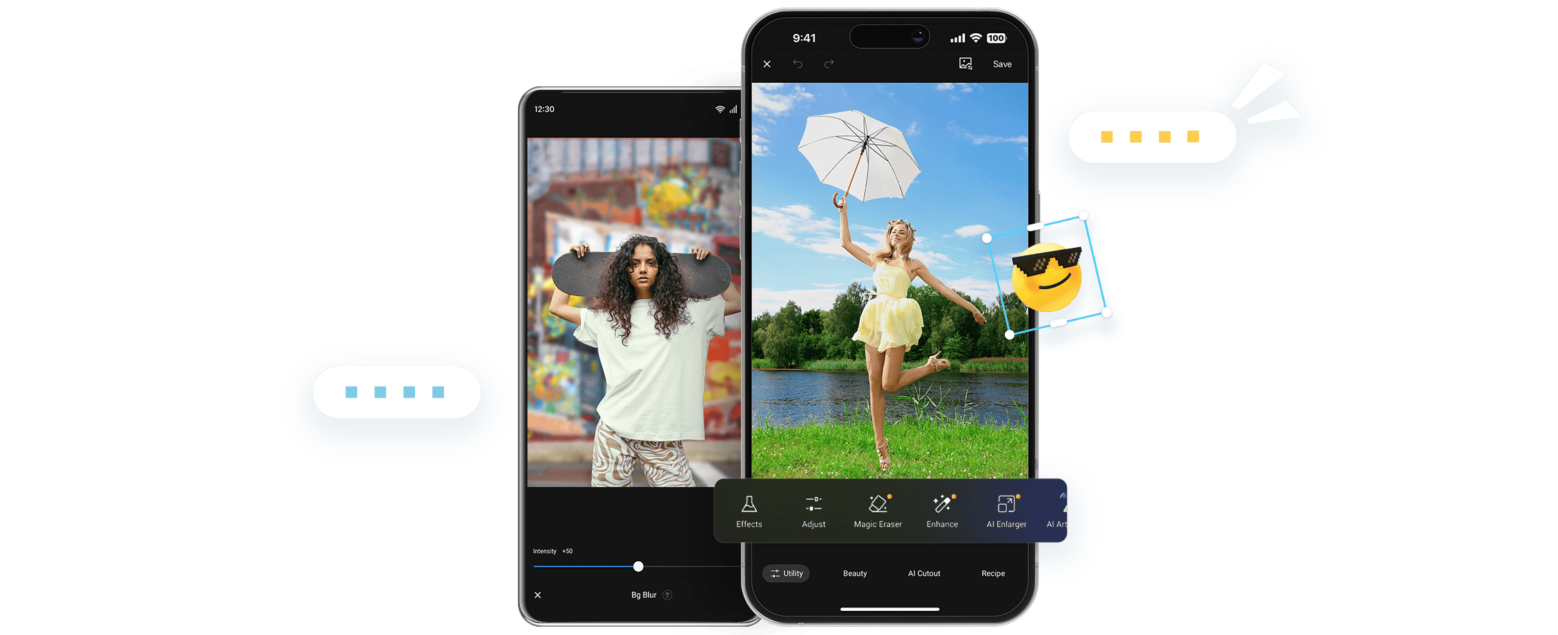 在 fotor 移动应用程序上编辑两张女性图像
