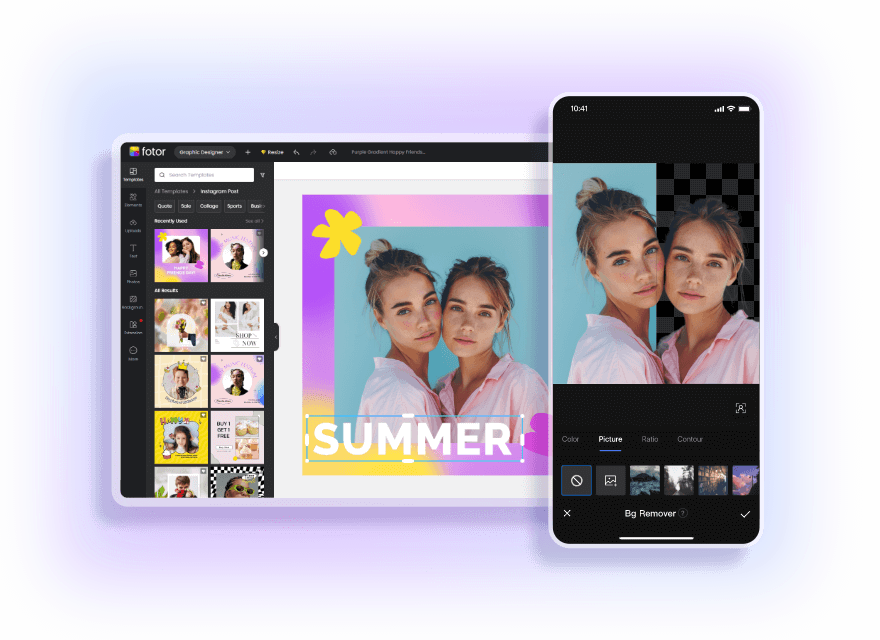 Background removed and poster created using Fotor's mobile and web apps