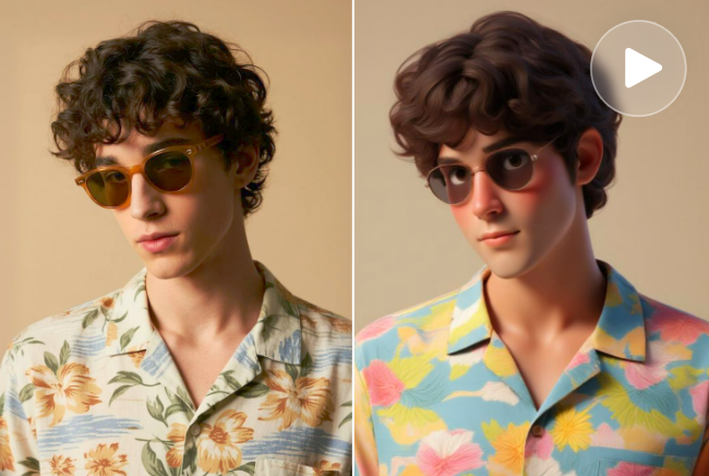 Transform a man with curly hair into different style with Fotor ai video filter